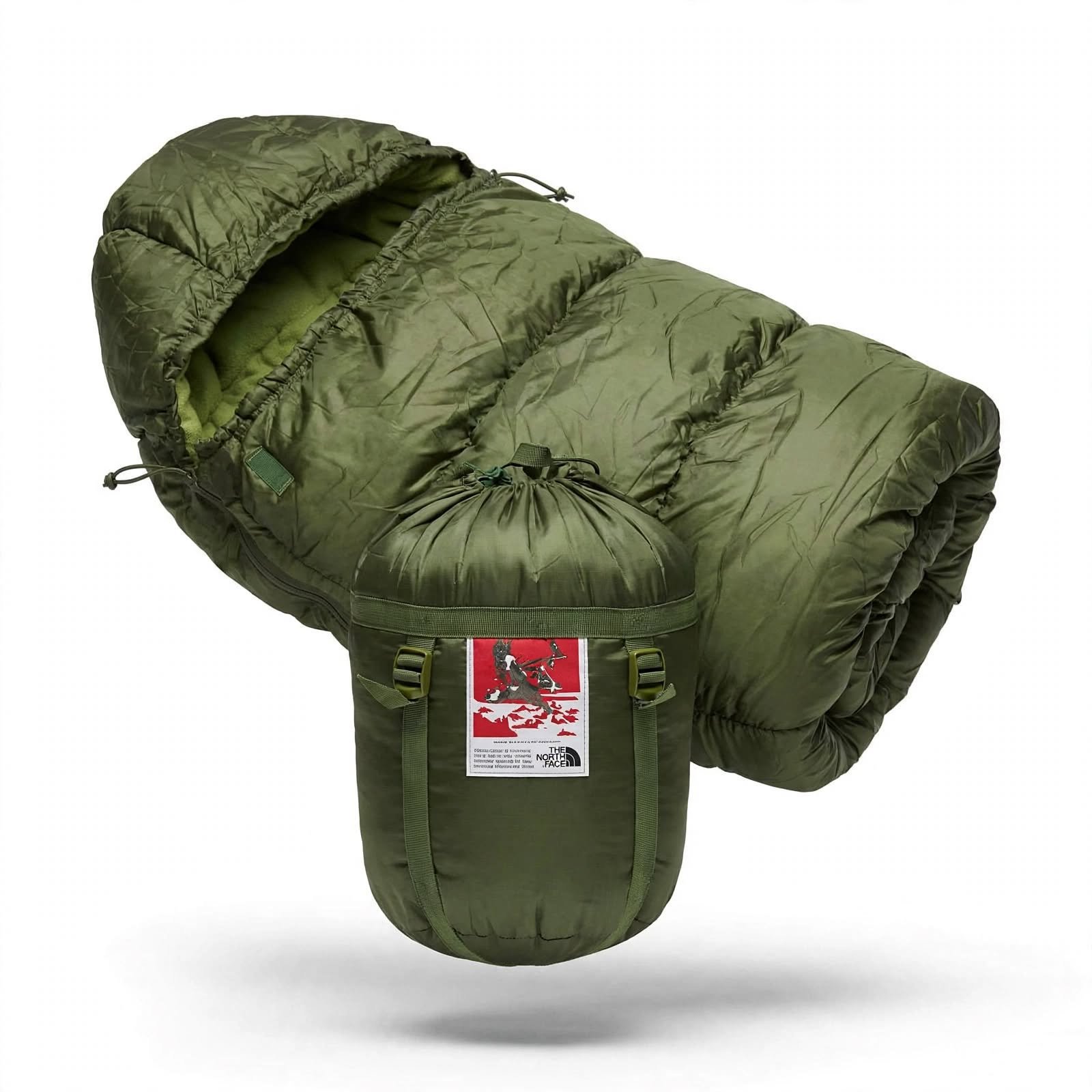 North Face Olive Green Sleeping Bag - Image 2