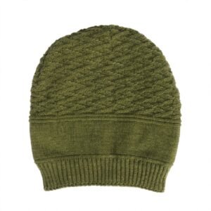 Army Olive Green Woolen Beanie Cap with Fur Lining - Unisex Winter Cap