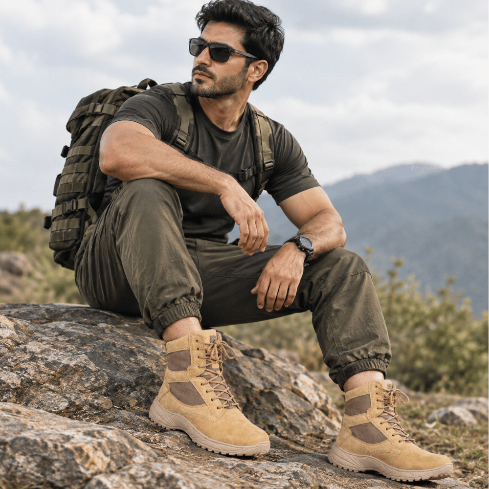 Army Camel Shoes – Tan High-Ankle Boots - Image 5