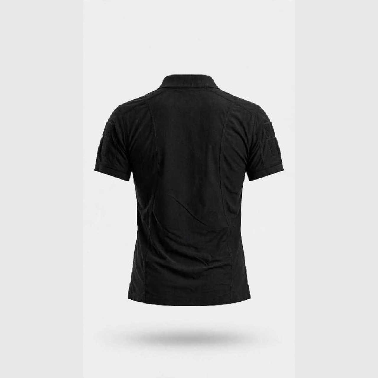 Men's Black Tactical Polo T-Shirt with Indian Flag - Image 2