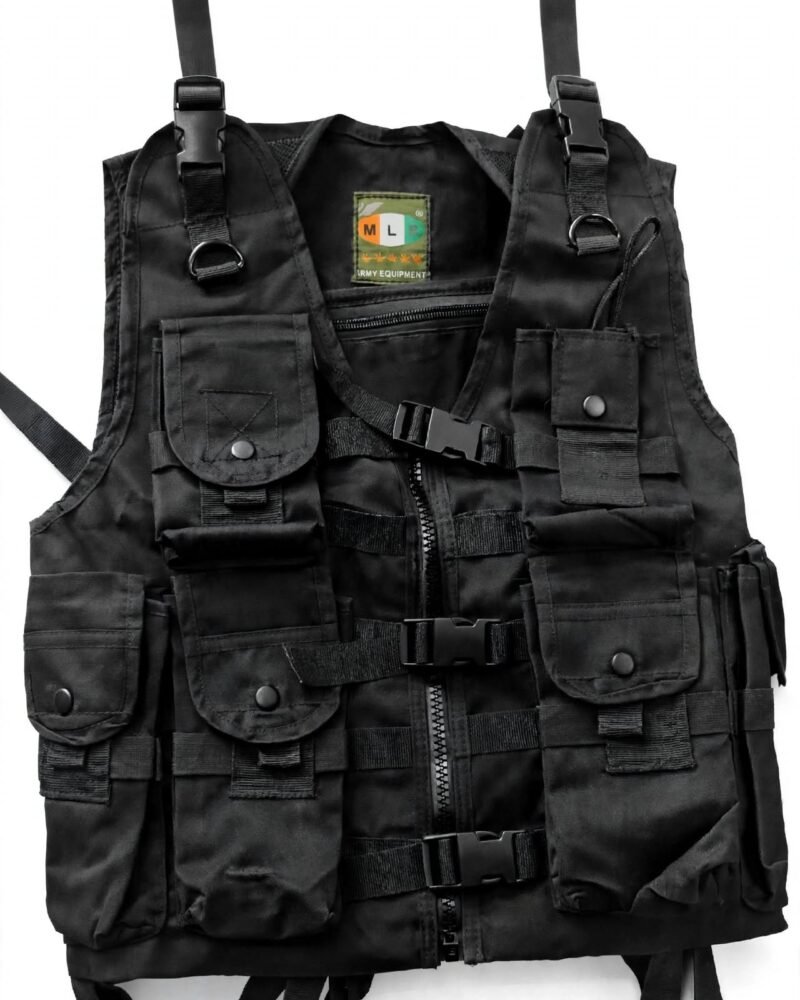Black Commando Tactical Vest Jacket - 8 Pocket