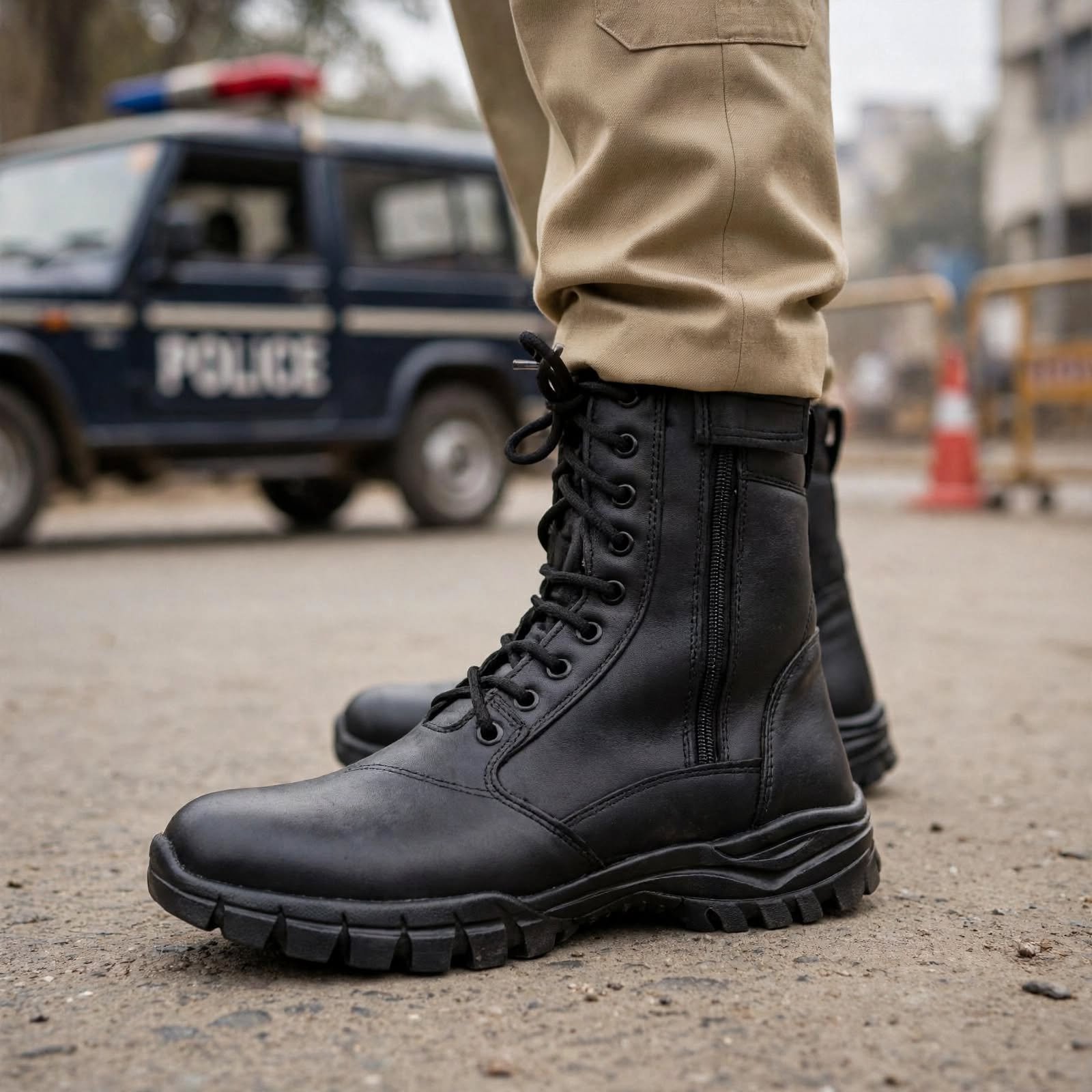 FORCE Black Tactical Combat Boot with Side Zipper - Genuine Leather Army Boot for Men - Image 6