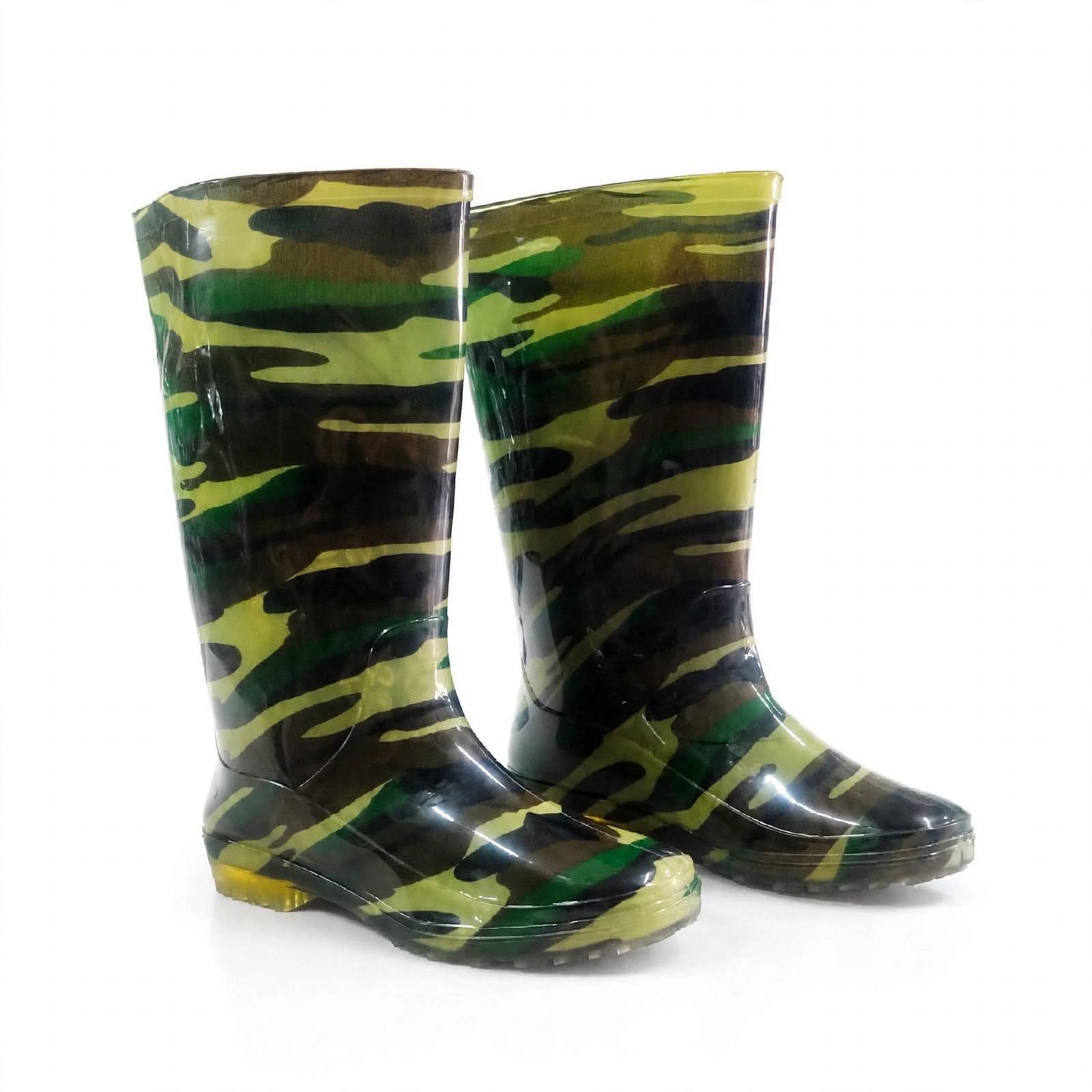 Men's Camo Waterproof Gumboot - Jungle Army Print PVC Rain Boot