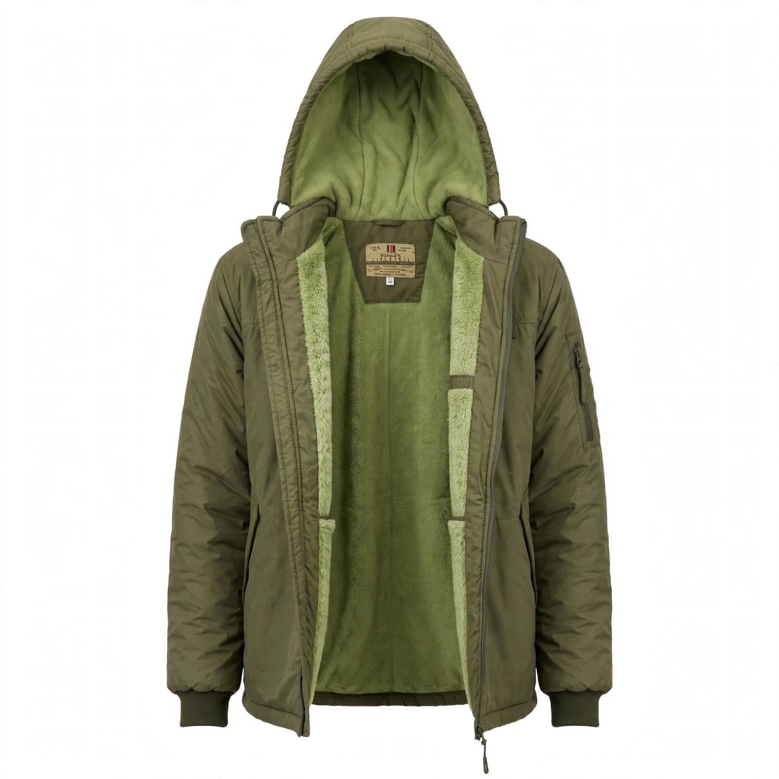 Kumar's Mens Olive Green Army Winter Parka Jacket - Image 2