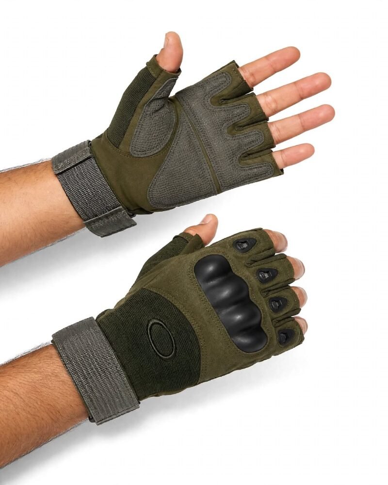 Tactical Half Finger Gloves for Men - Olive Green