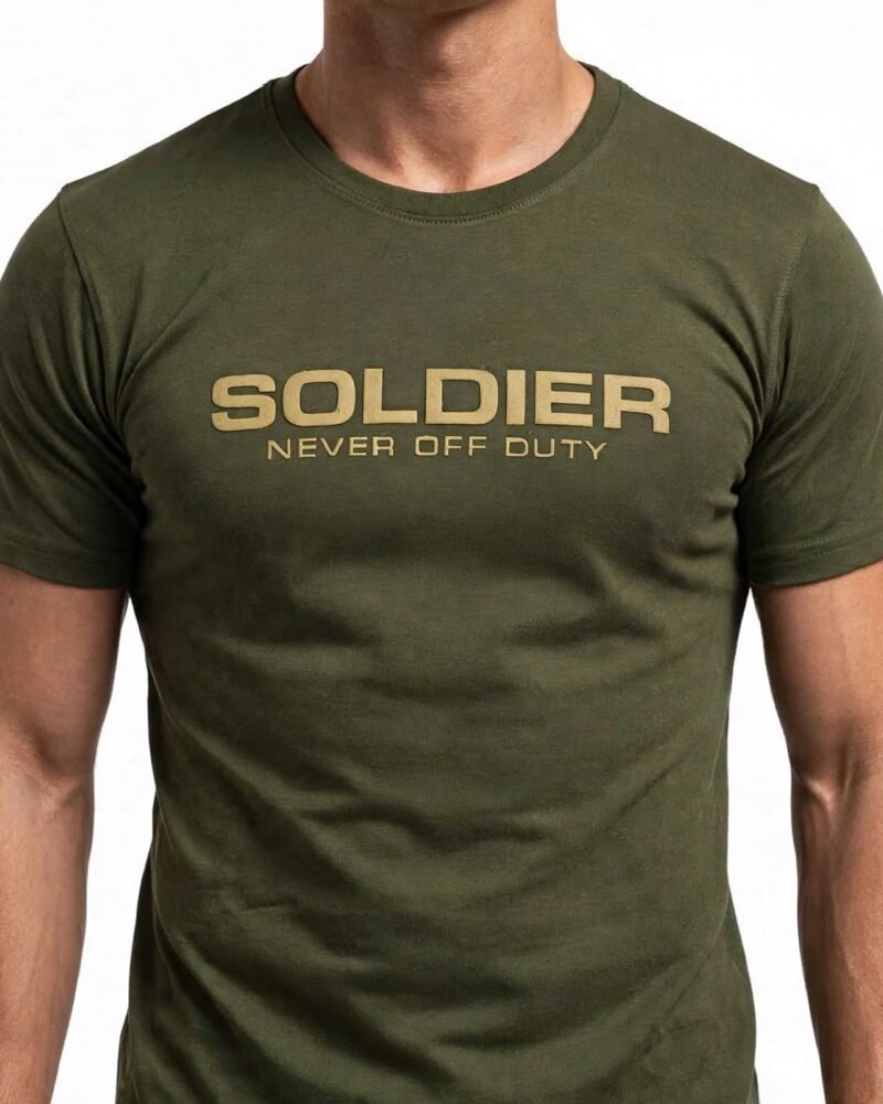Men's Olive Green Soldier Never Off Duty T-Shirt
