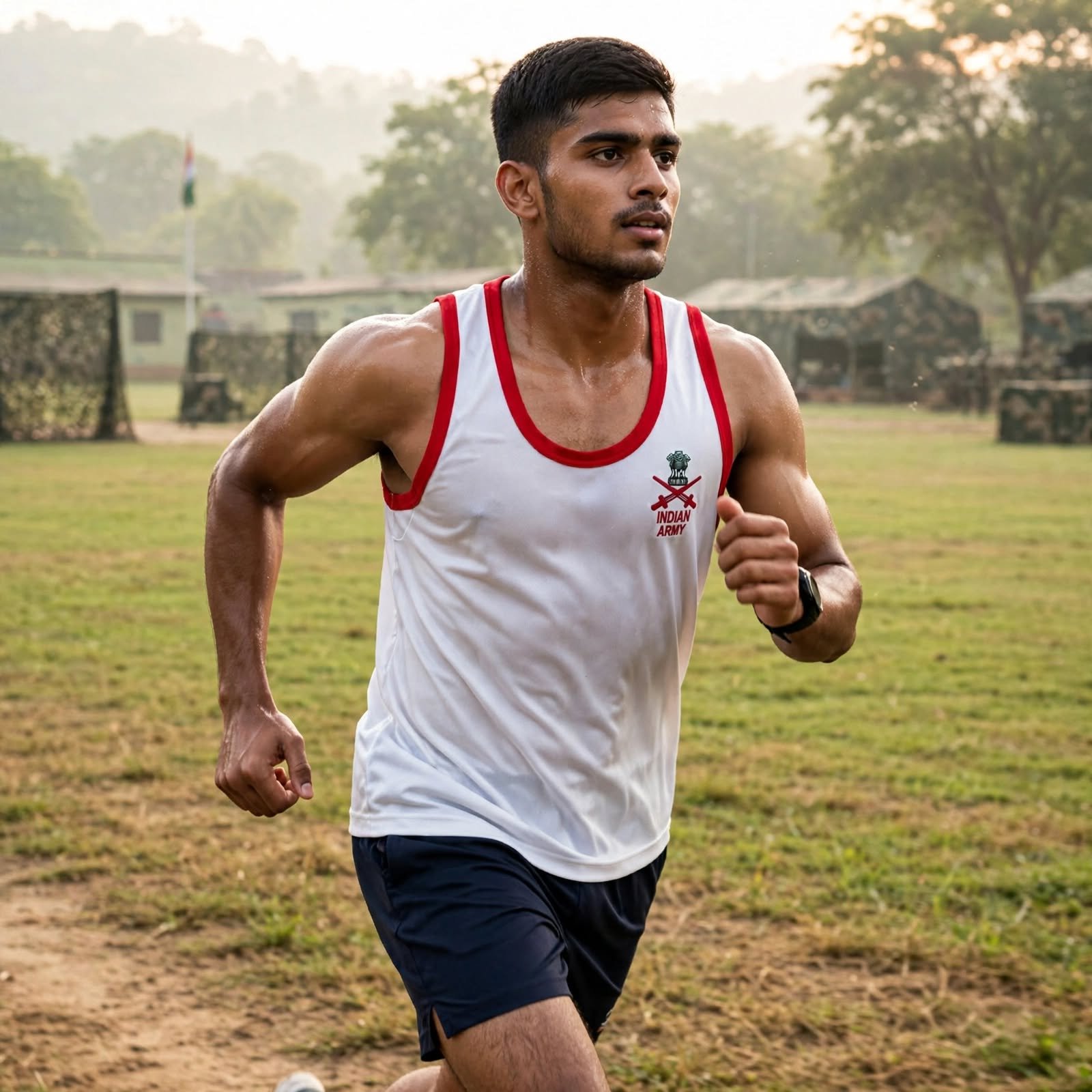 Indian Army PT Vest White with Red Border | Army Sando Baniyan - Image 3