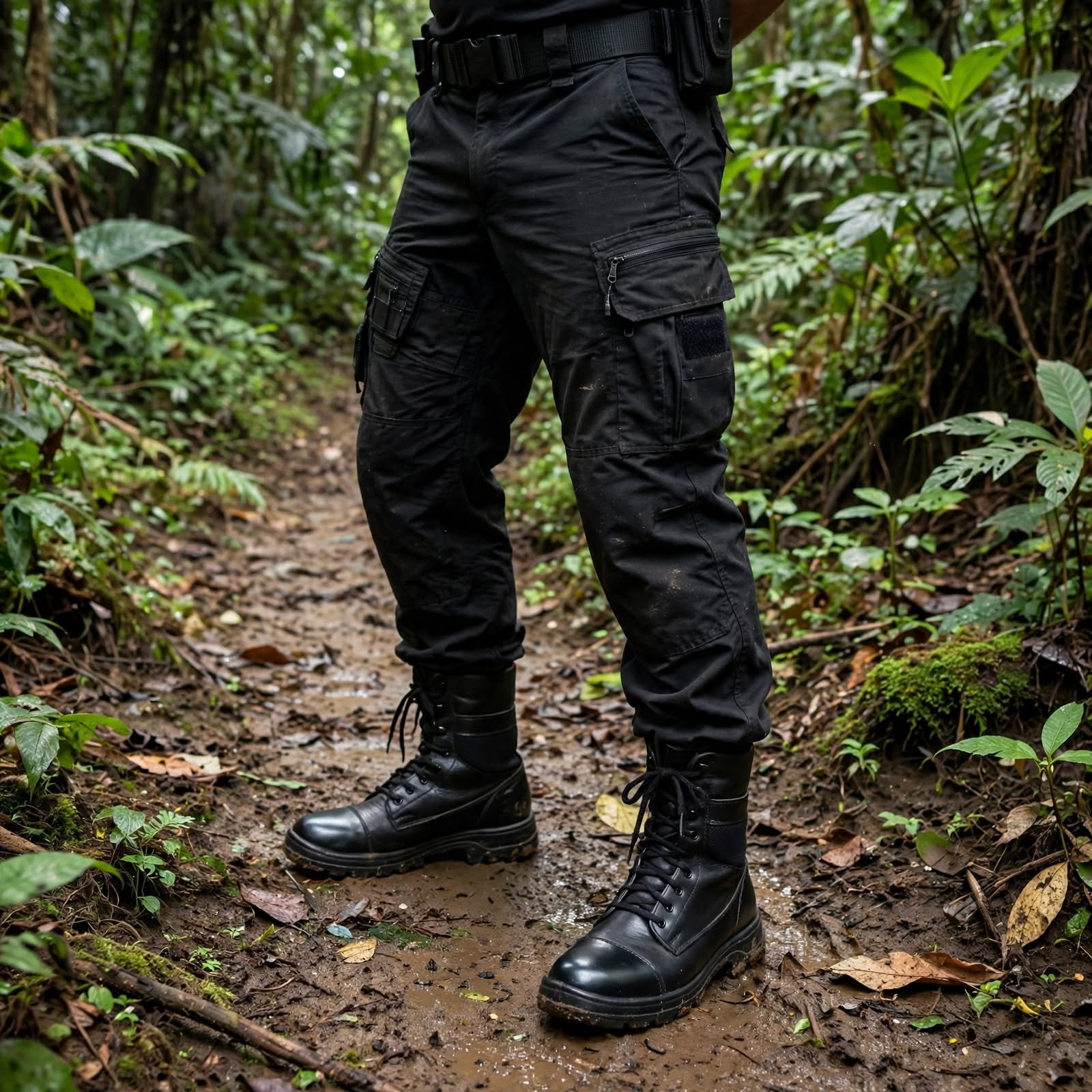 Men's Black Tactical Boots - High Ankle Leather - Image 5