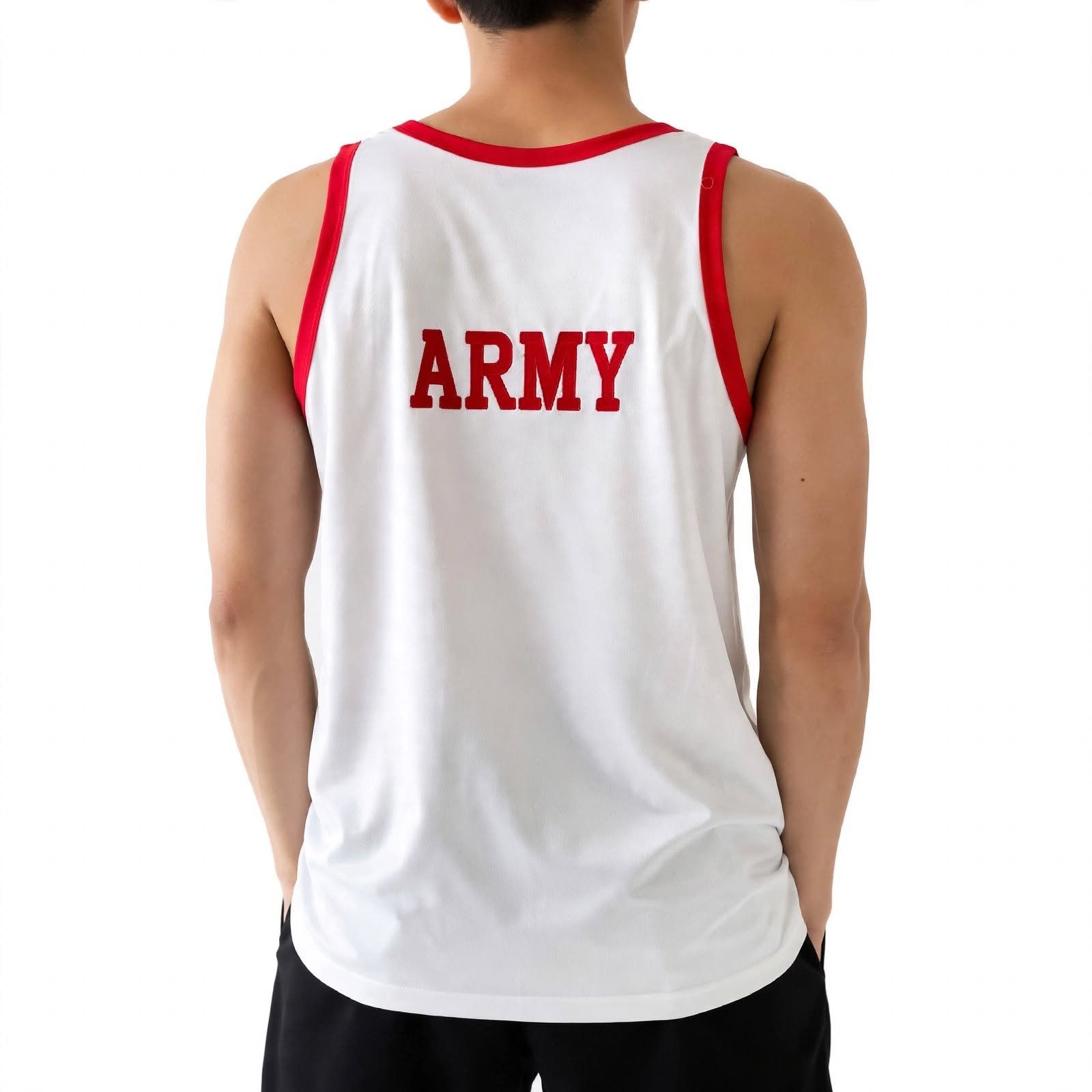 Indian Army PT Vest White with Red Border | Army Sando Baniyan - Image 2