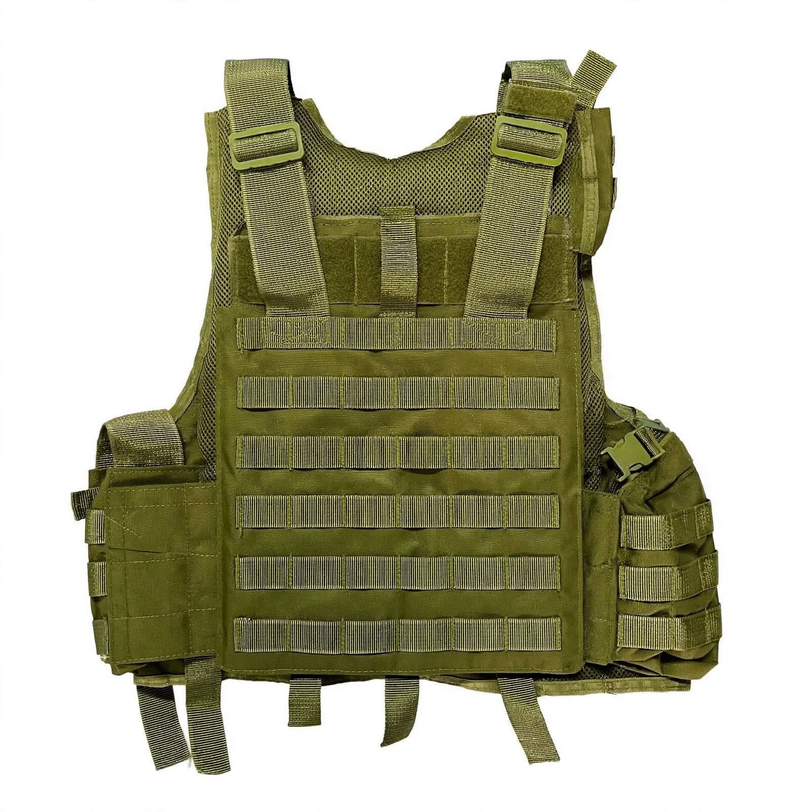 Hummer Olive Tactical Vest MOLLE | Army Style Combat Vest with Mag Pouches & Buckles - Image 2