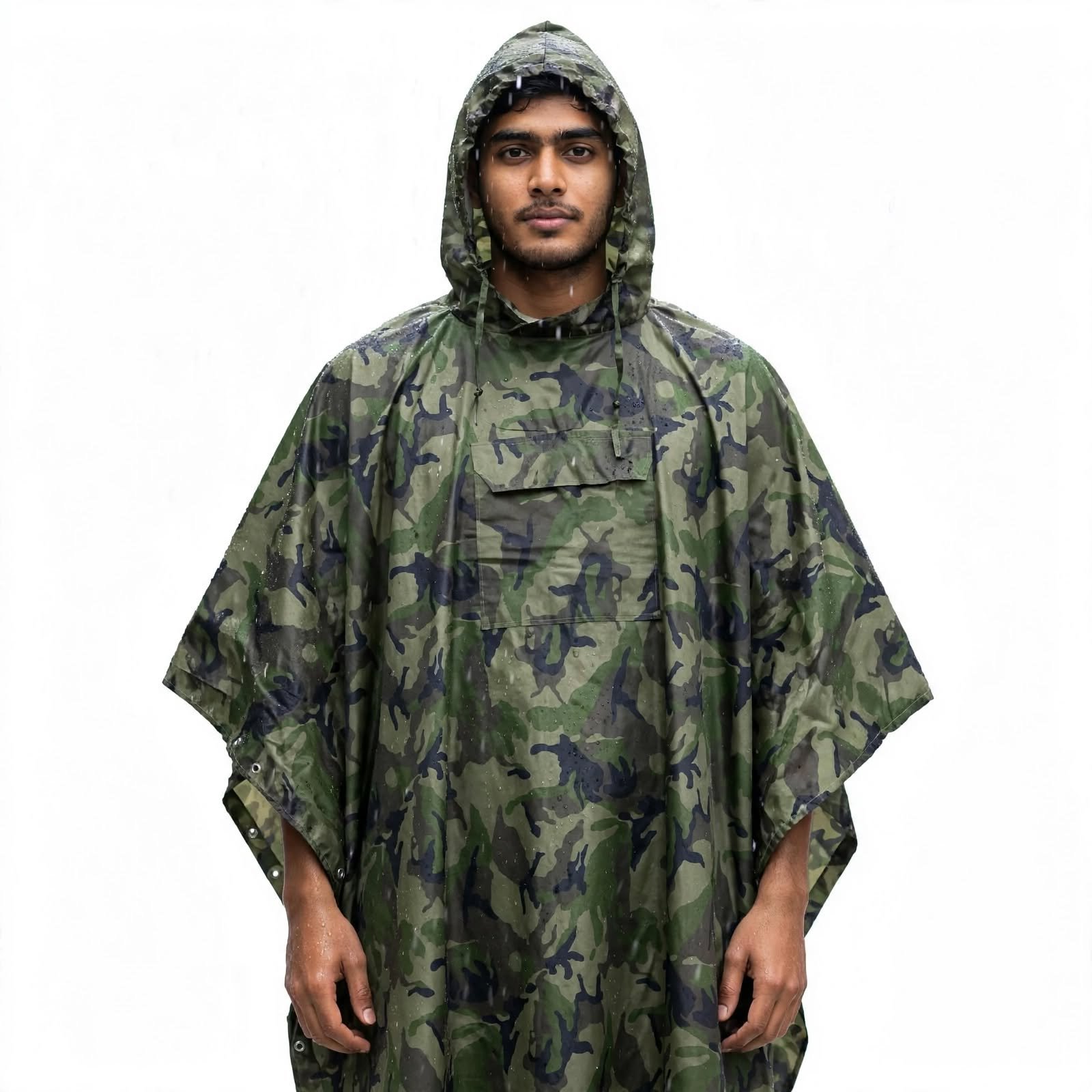S Kumar Dehradun Jungle Camo Poncho 54 | Waterproof Rain Poncho with Hood & Pouch