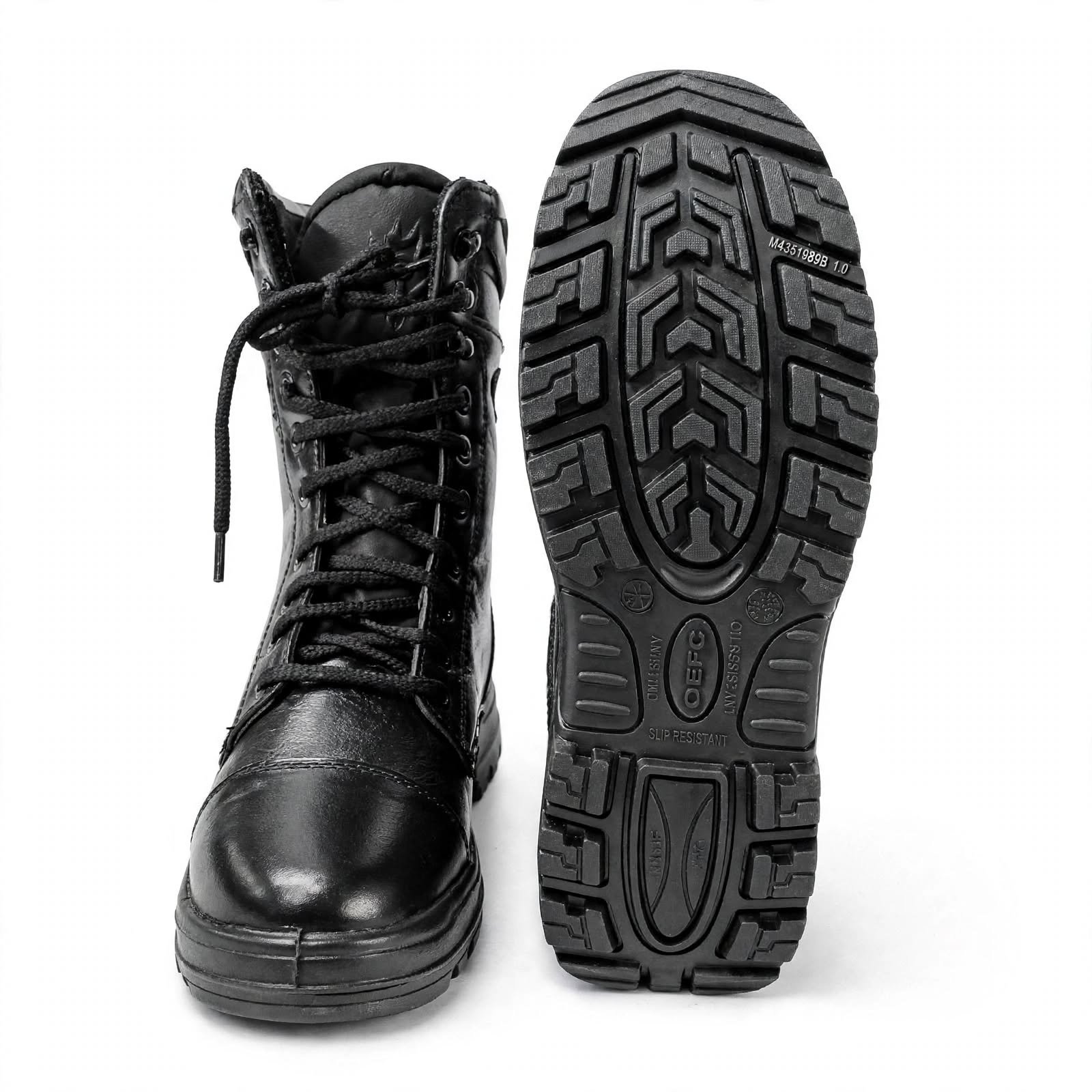 Men's Black Tactical Boots - High Ankle Leather - Image 3