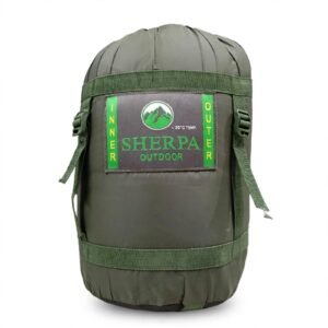 Sherpa Outdoor -30°C Sleeping Bag Olive Green | Double Layer for Camping & Trekking